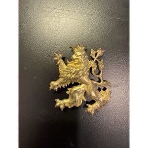 Vintage Miriam Haskell Gilt Coat Of Arms Royal Lion Gold Tone Pin Brooch